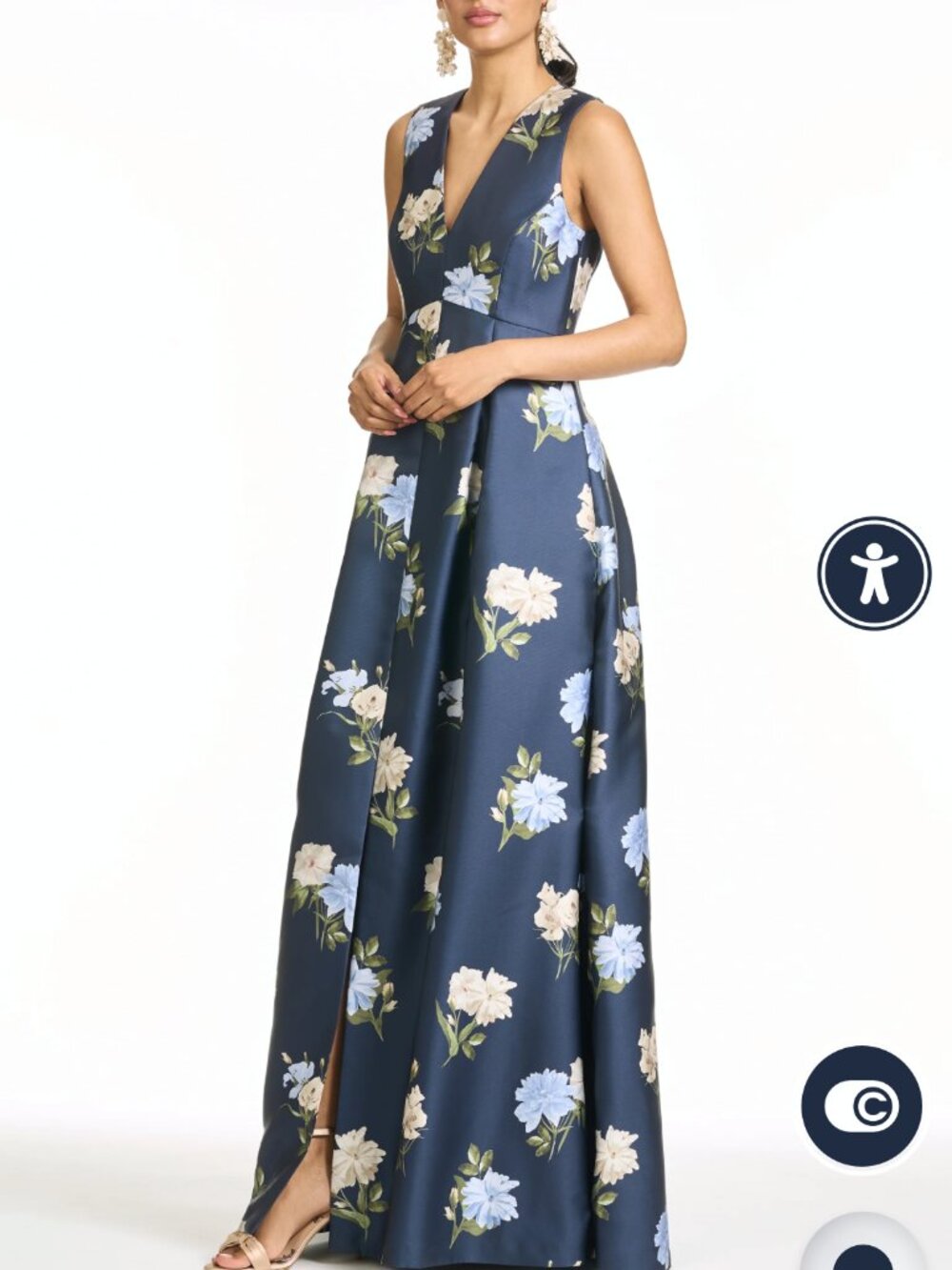 Mother of The Bride Sachin & Babi Navy and Floral Dress-Size 10